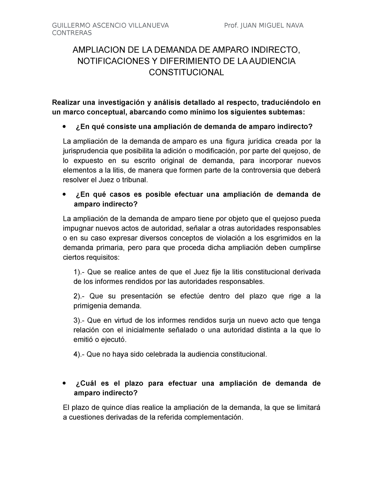 Ampliacion DE LA Demanda DE Amparo Indirecto, Notificaciones Y Diferimiento  DE LA Audiencia - Studocu