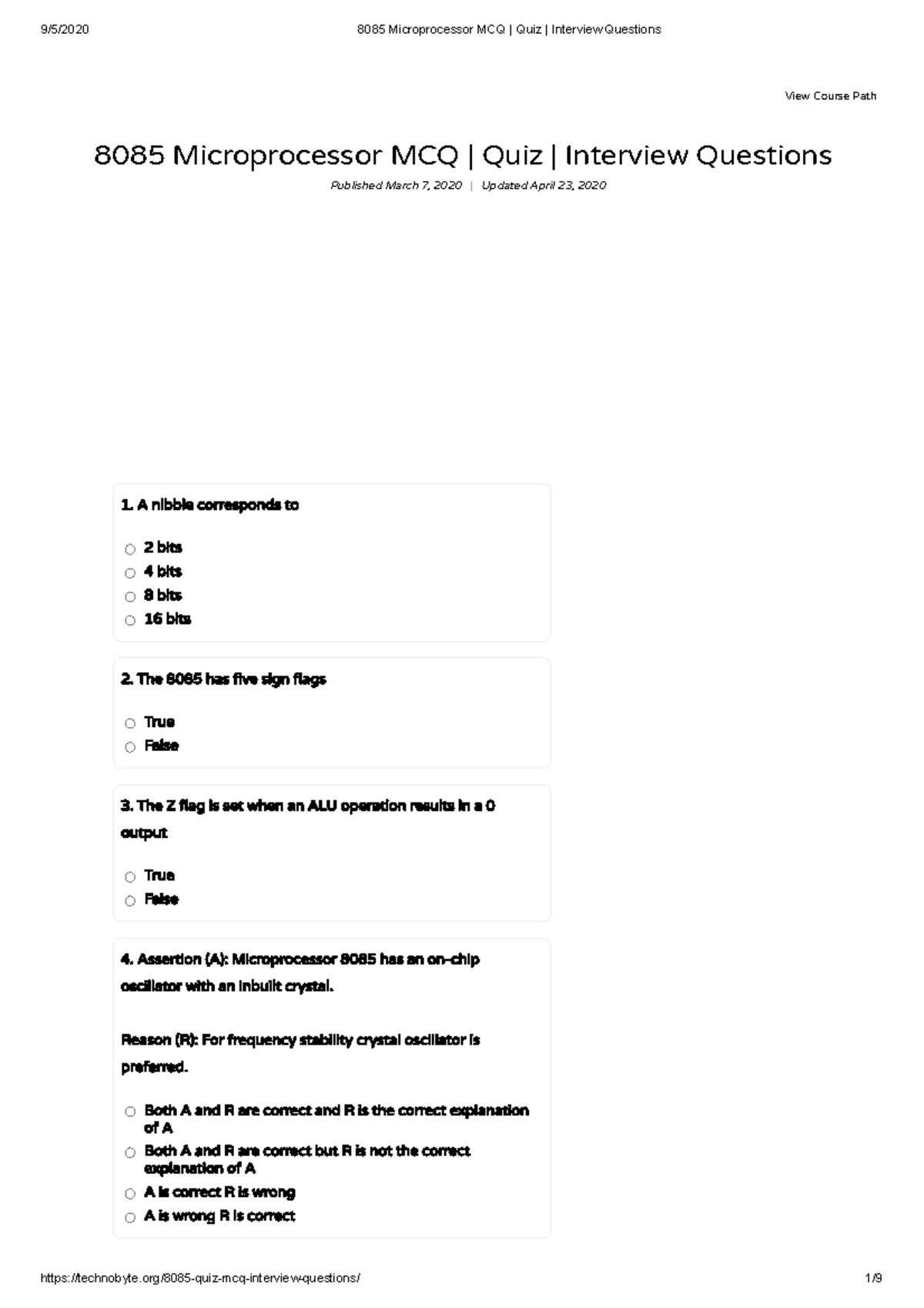 8085 Microprocessor MCQ Quiz Interview Questions - 8085 Microprocessor ...