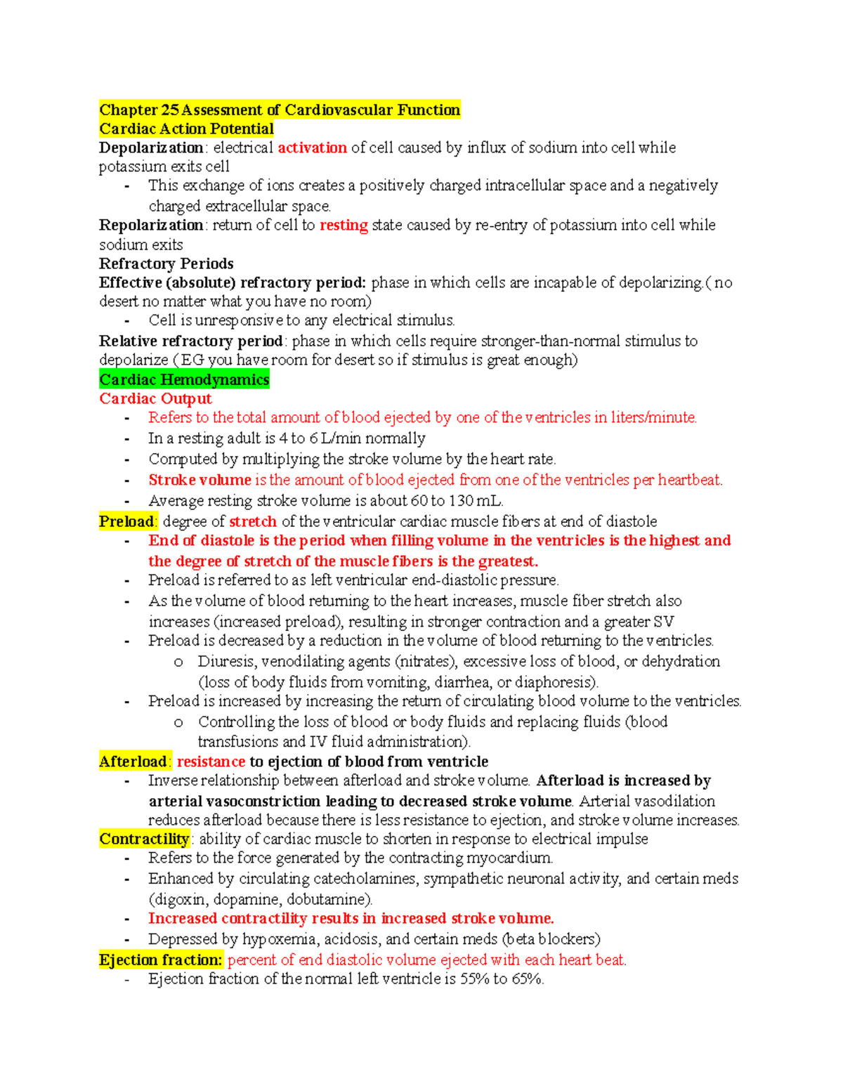 Med Surg 2 Exam 1 - Chapter 25 Assessment Of Cardiovascular Function ...