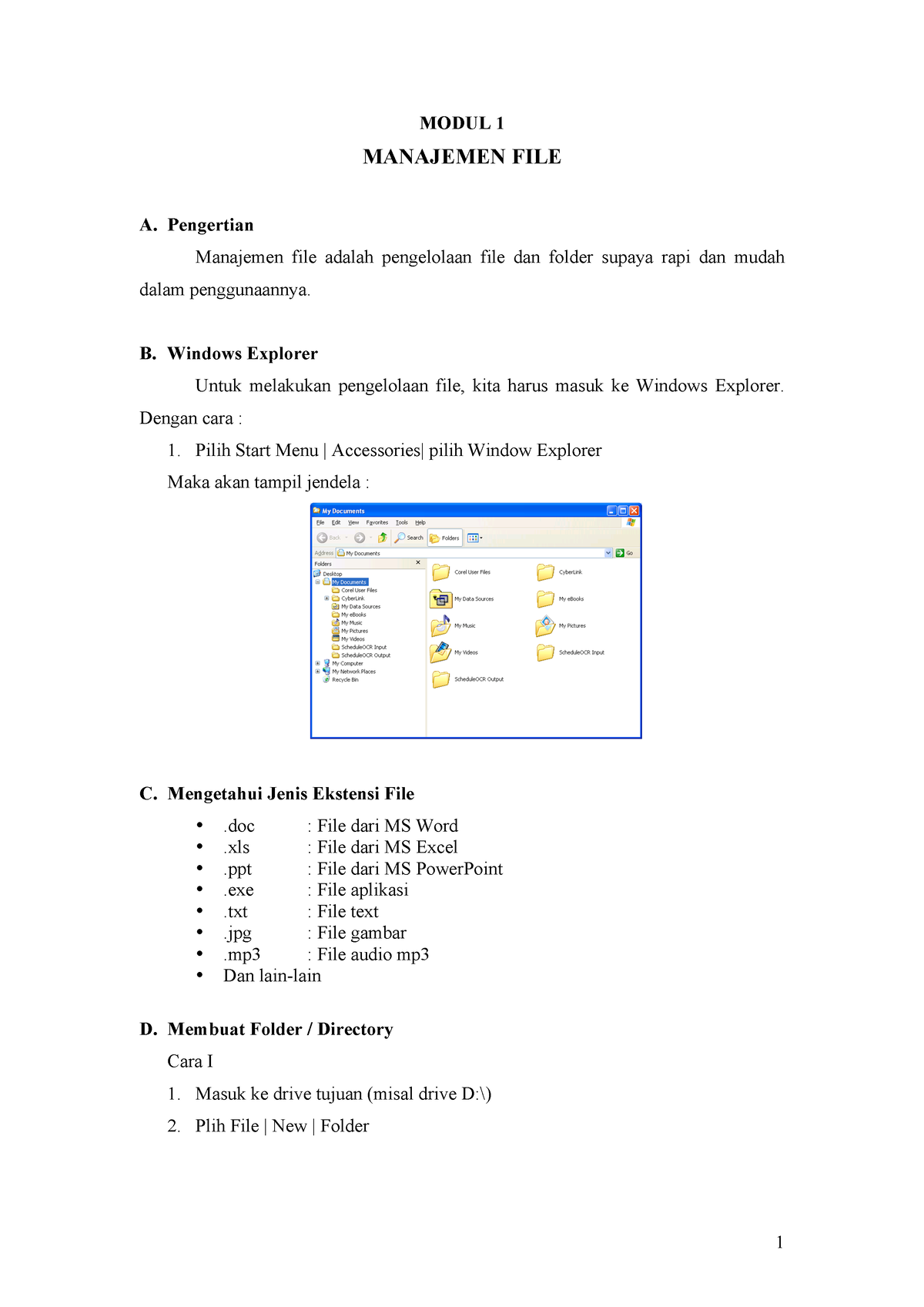 Modul 1 Manajemen File - MODUL 1 MANAJEMEN FILE A. Pengertian Manajemen ...