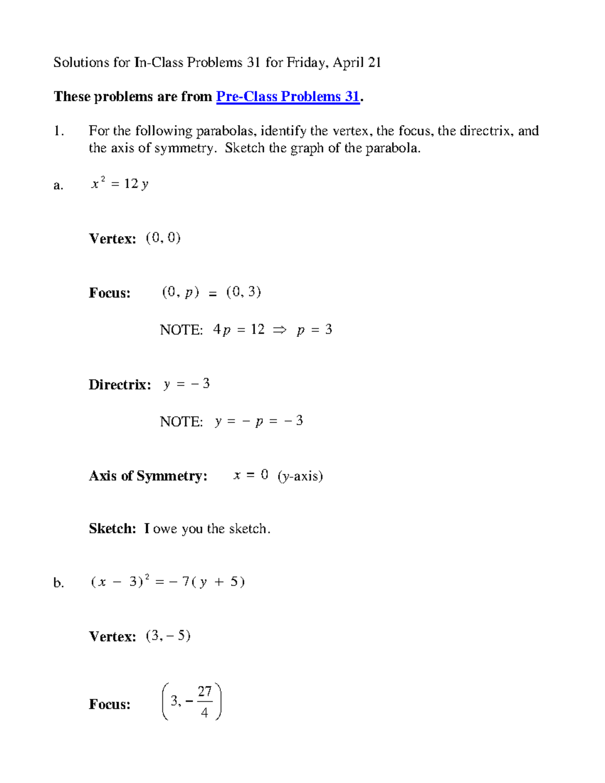 Problems 31MWFSol - Solutions for In-Class Problems 31 for Friday ...