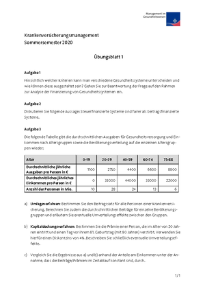 UE01 Aufgaben - 1 / 1 Krankenversicherungsmanagement Sommersemester ...