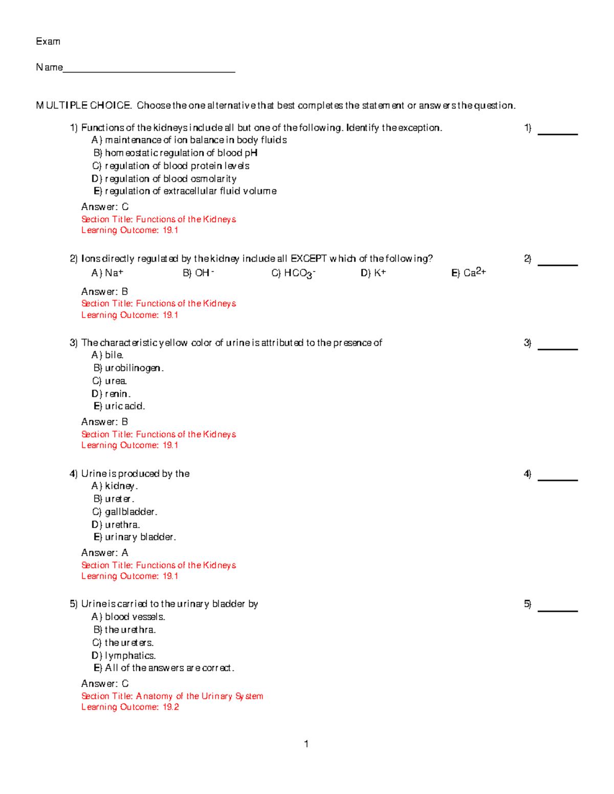 Chapter 19 - Lecture noted for entire course - Exam Name