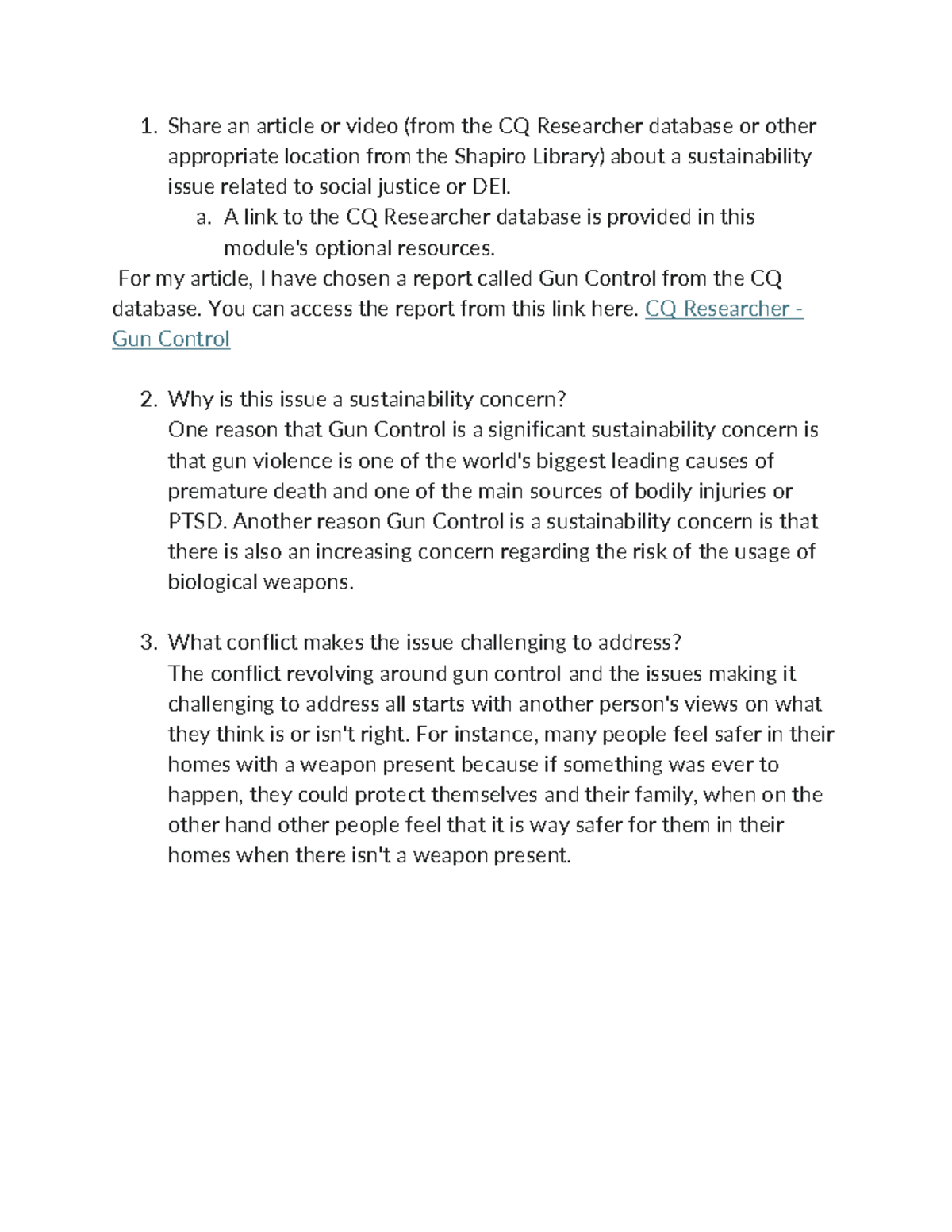 Document 45 use as notes for discussion Share an article or video