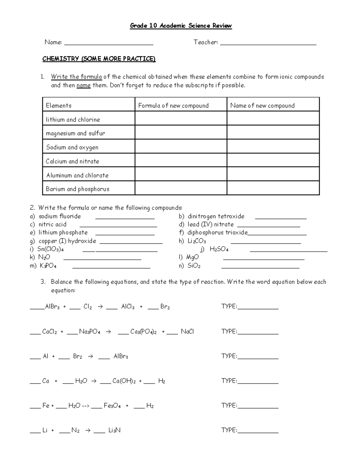 Extra chem practice questions - Studocu