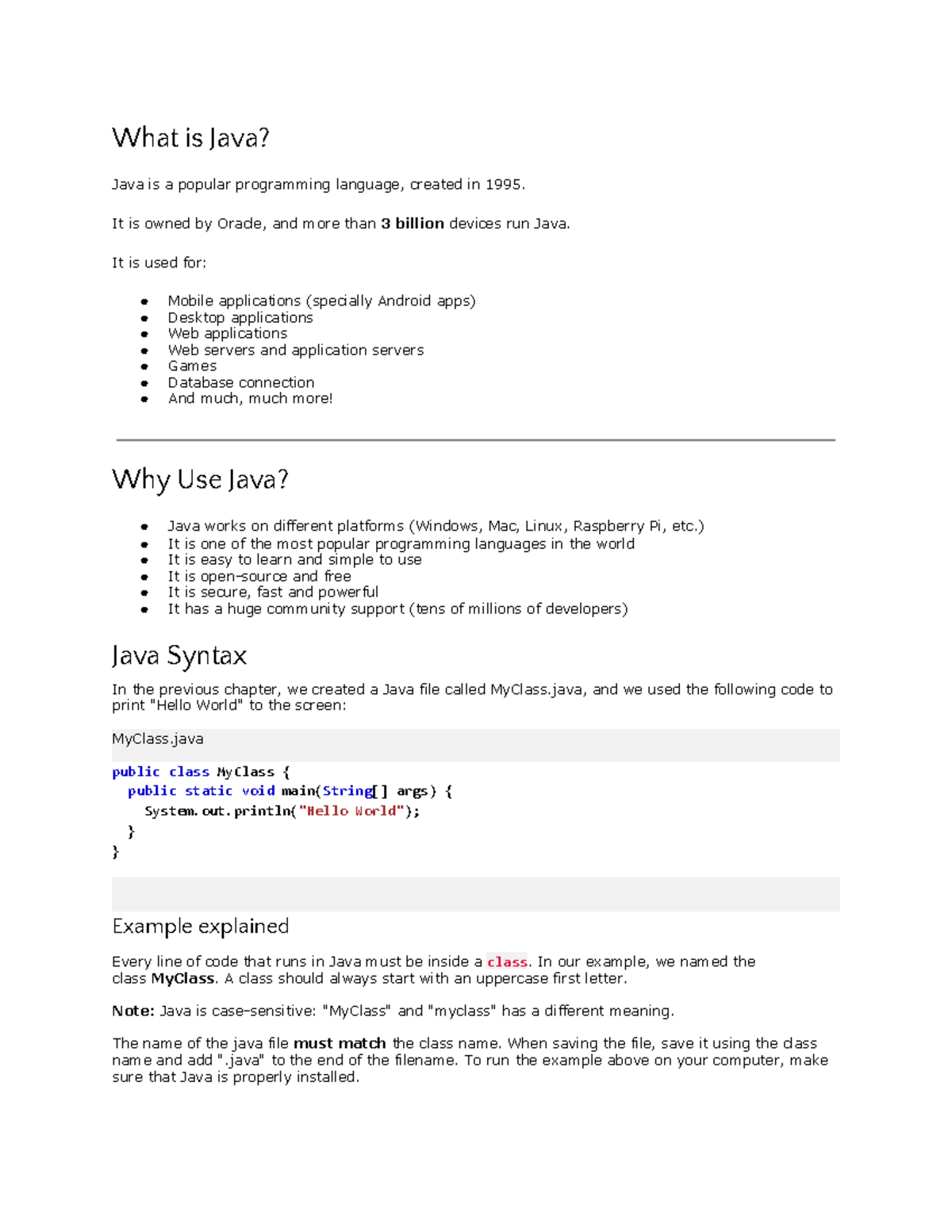 Java Basics Lecture Notes 3 What Is Java Java Is A Popular 