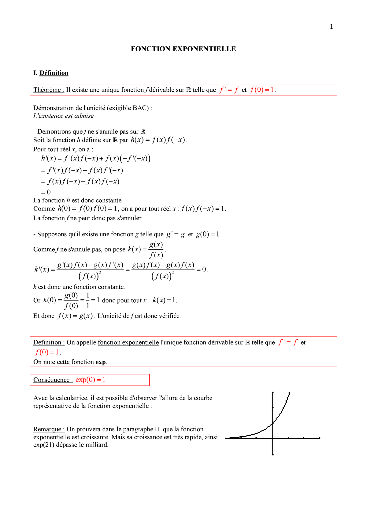 Exponentielle Cours Studocu