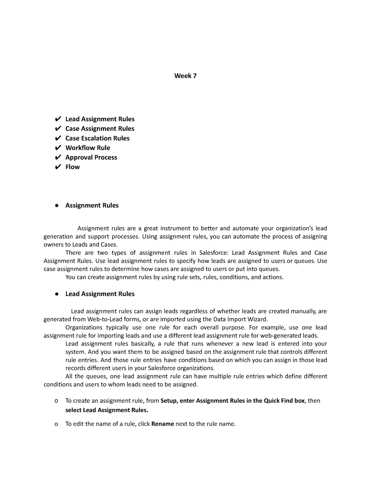 assignment rules and escalation rules