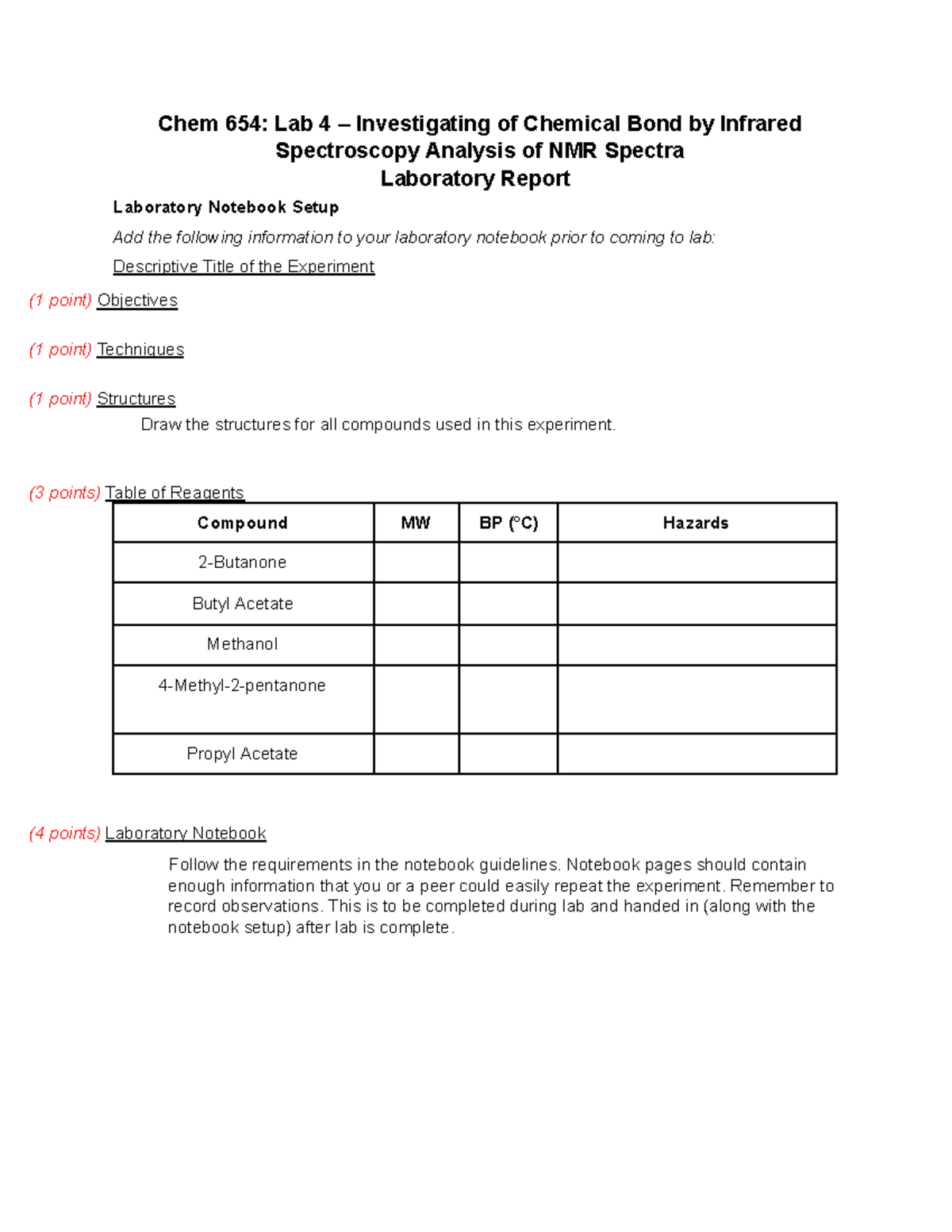 Copy of CHEM+654+Lab+4 +NMR+and+IR+Report-2 - Chem 654: Lab 4 ...