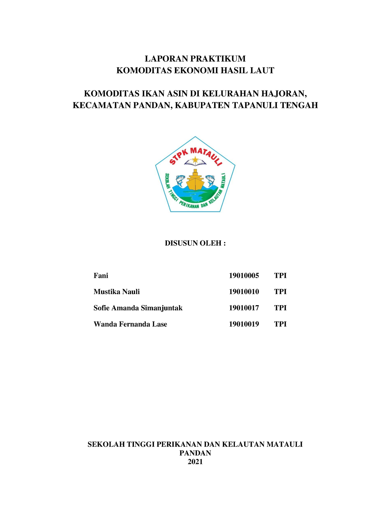 Komoditas Ikan Asin Pada Kesempatan Ini Kami Mengucapkan Terima Kasih Banyak Kepada Bapak Dr