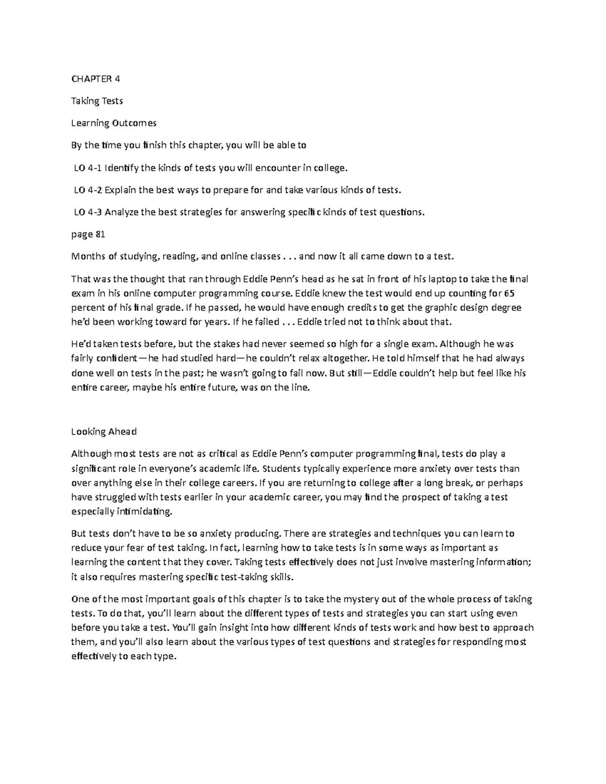 P.O.W.E.R. Learning Online Success Chapter 4 CHAPTER 4 Taking Tests