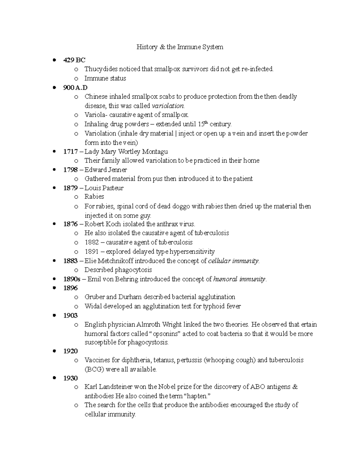 Introduction to Immunology & Serology - History & the Immune System 429 ...