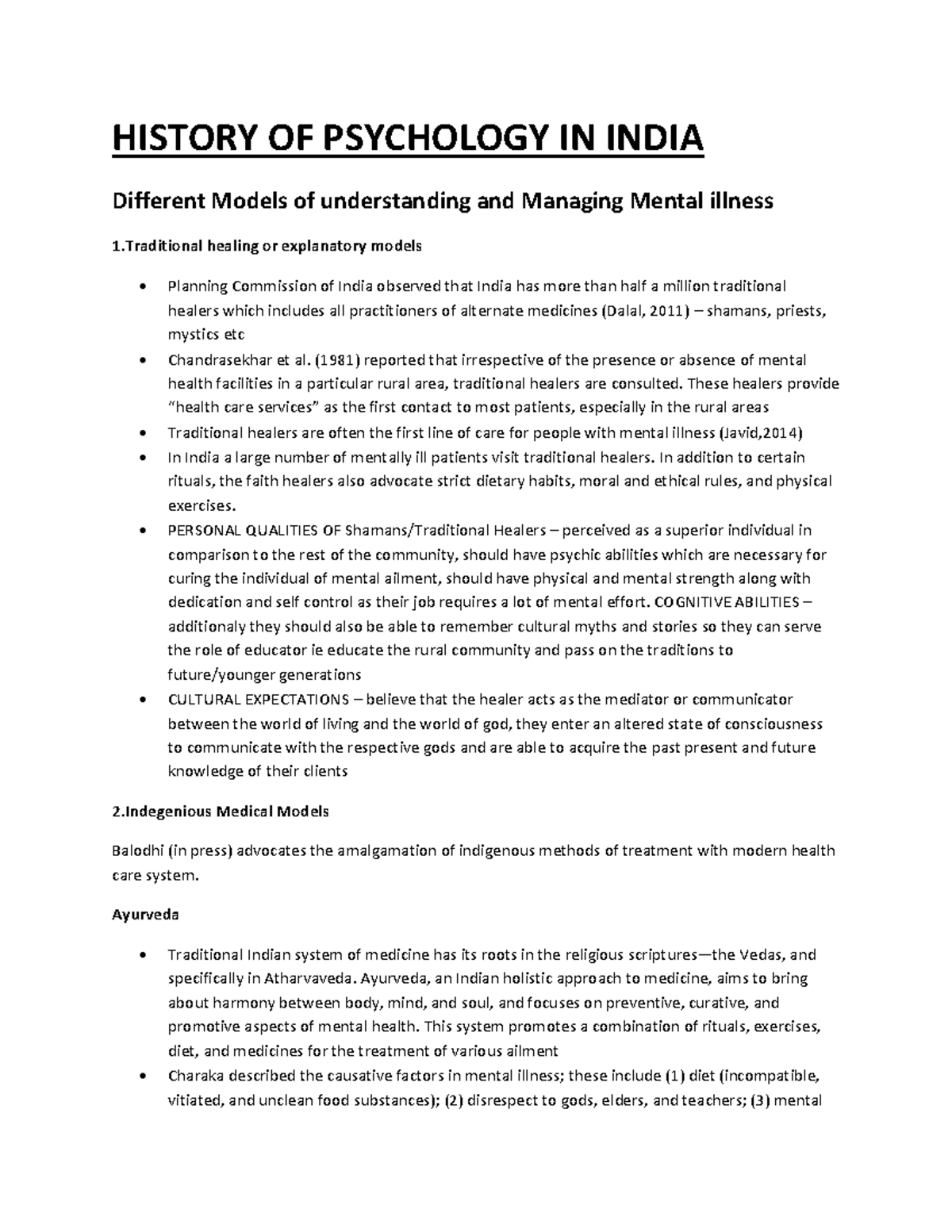 History of psych, contemporary psych in India HISTORY OF PSYCHOLOGY IN INDIA Different Models