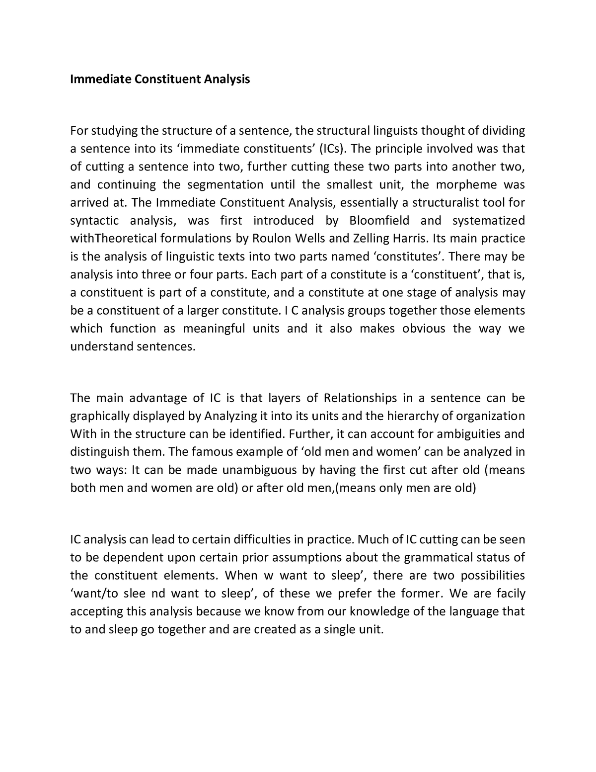 IC analysis in linguistics - Immediate Constituent Analysis For ...