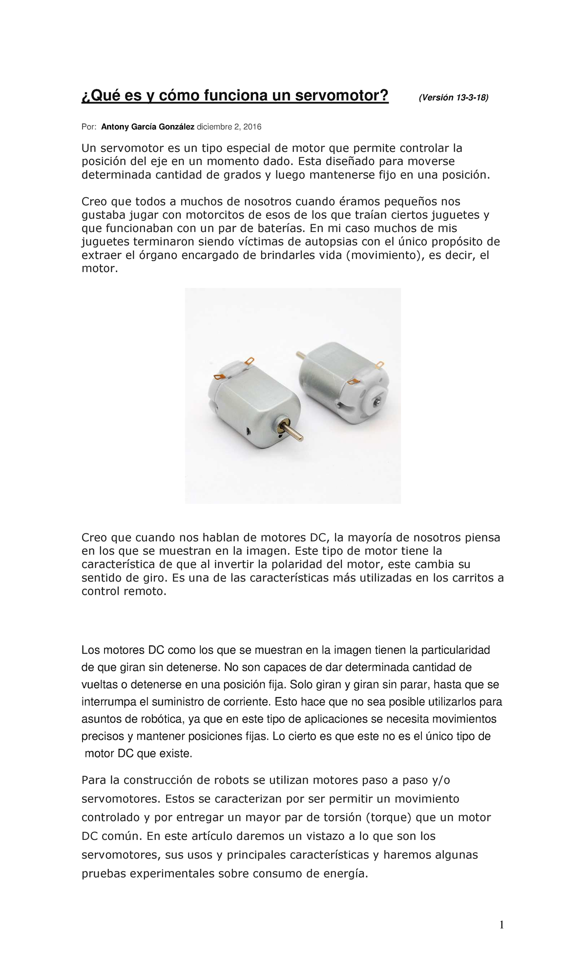 SERVOMOTORES Y SU FUNCIONAMIENTO ¿Qué es y cómo funciona un servomotor? Definición de servomotor