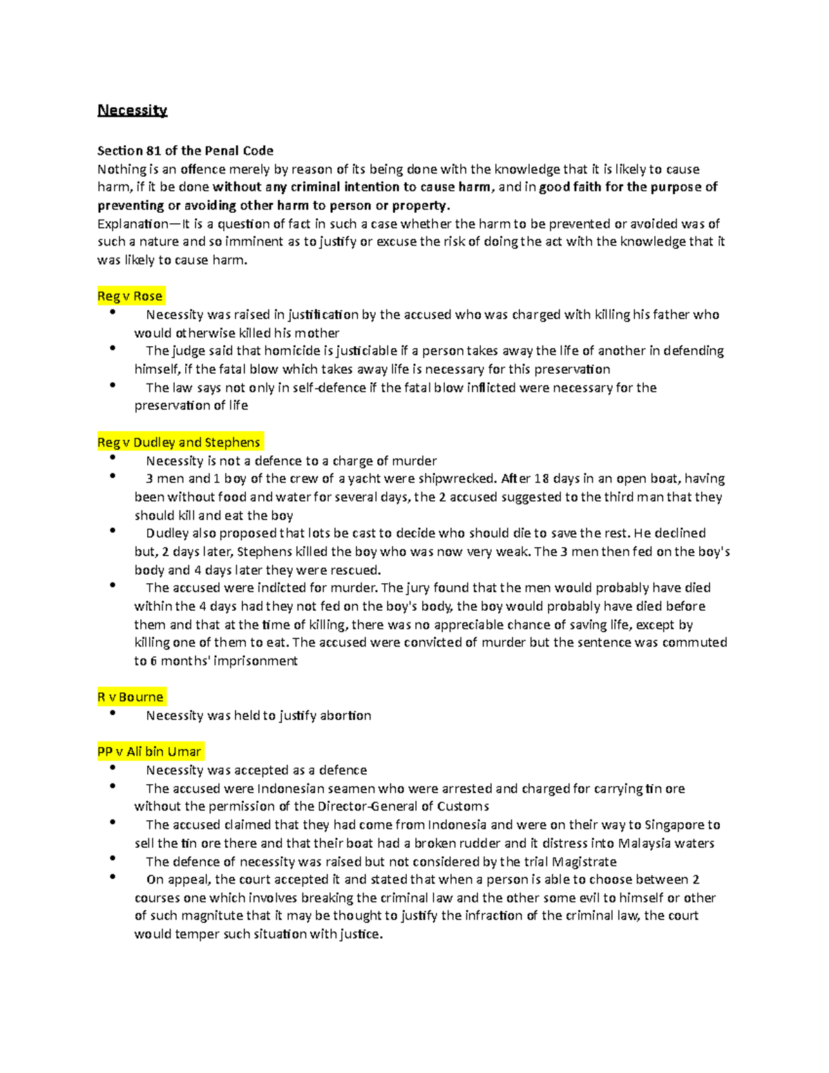 Necessity - Necessity Section 81 of the Penal Code - Studocu