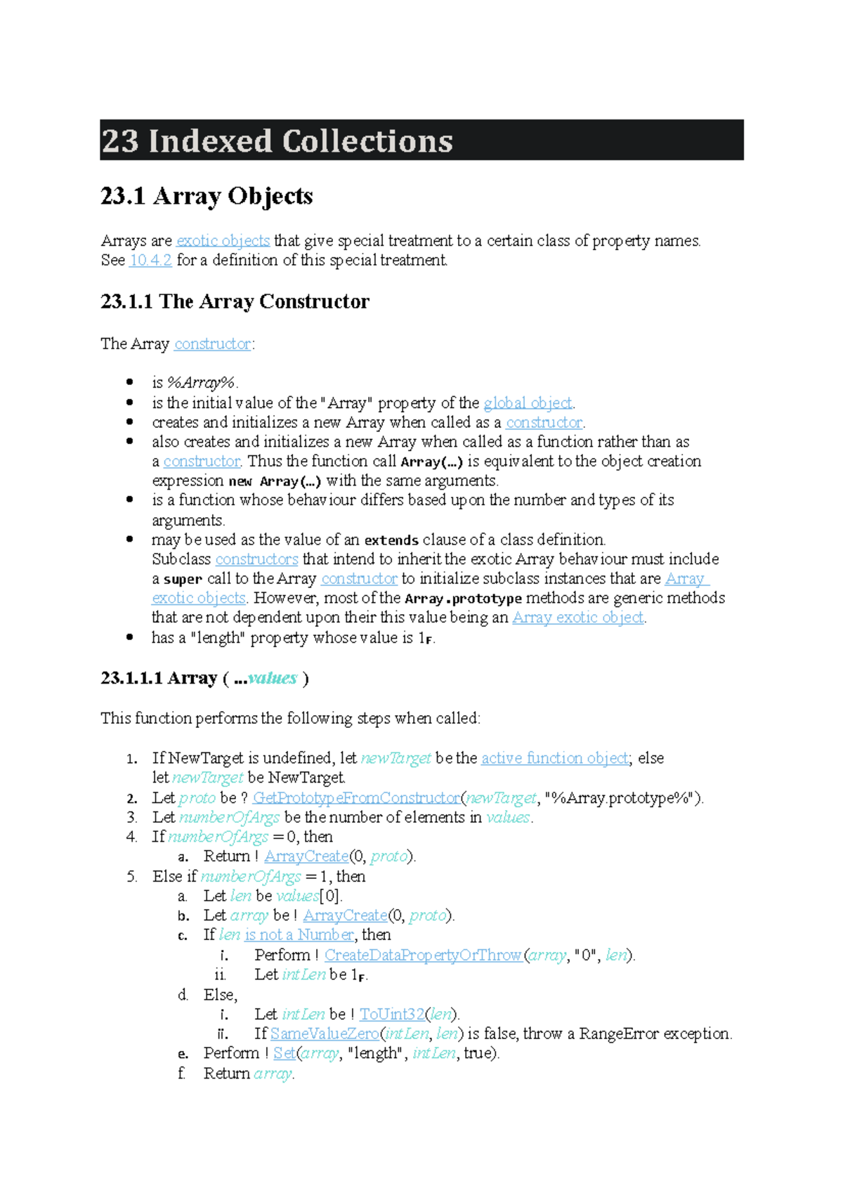 23 - yes - 23 Indexed Collections 23 Array Objects Arrays are exotic ...