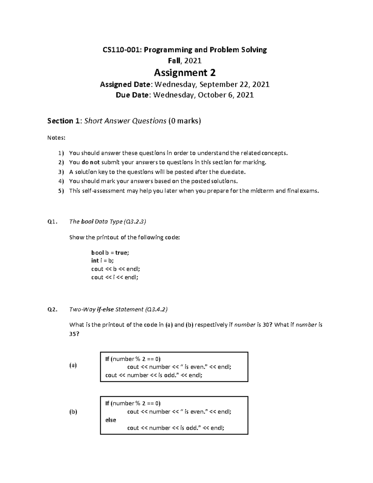 Assignment 2 For CS 110 - CS110- 001 : Programming And Problem Solving ...