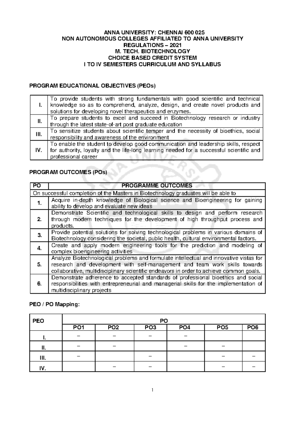 02. M.Tech. Biotechnology ANNA UNIVERSITY CHENNAI 600 025 NON