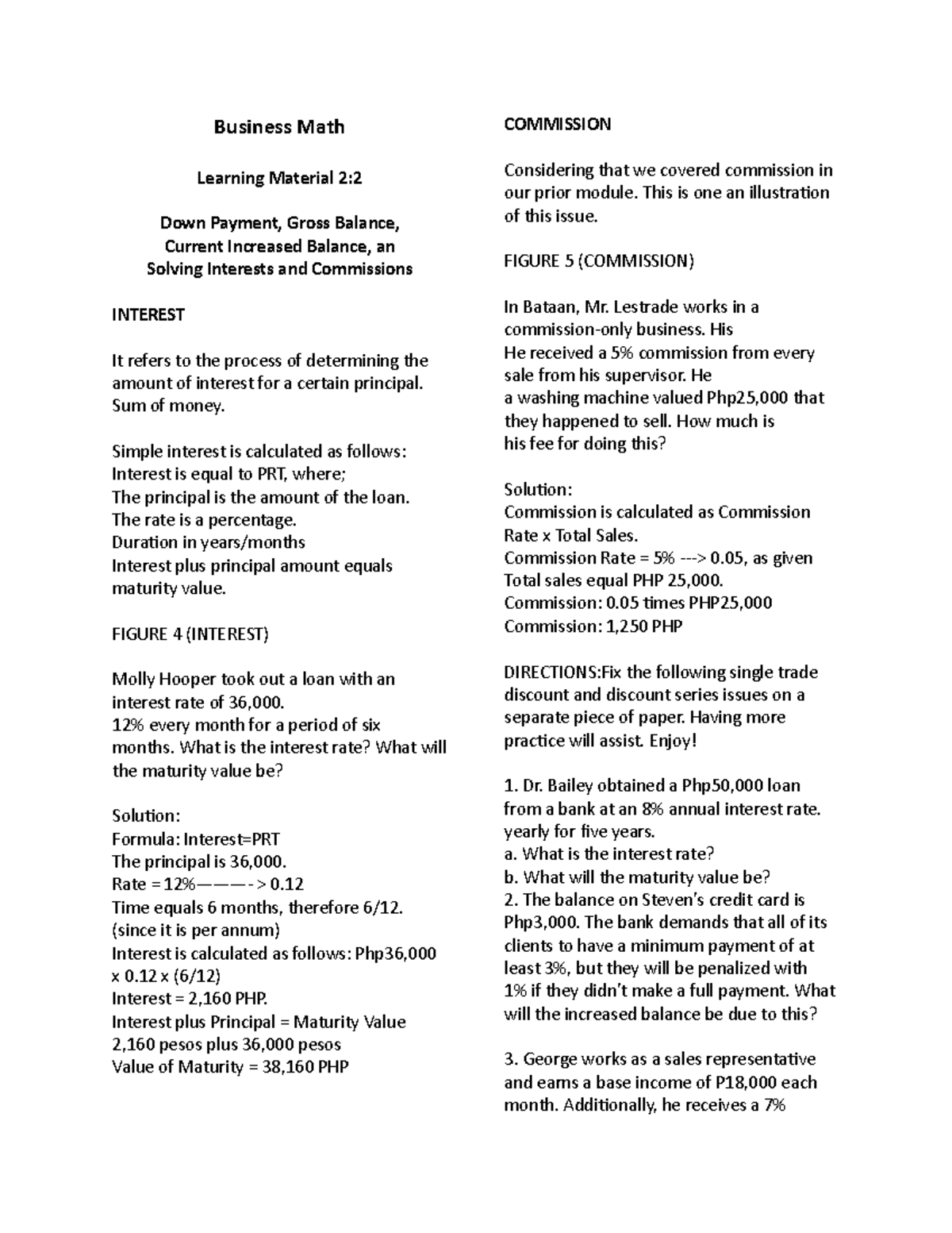 Business Math LM 2-2 - This learning material will help students in ...