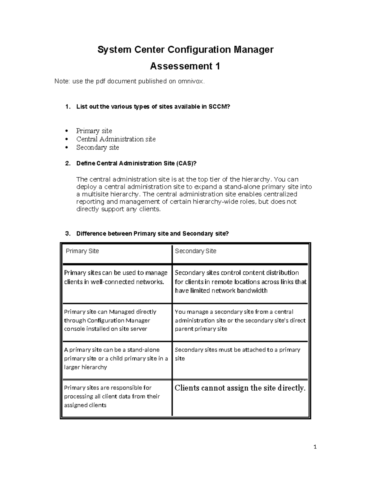 Assessment 1 with answers - System Center Configuration Manager ...