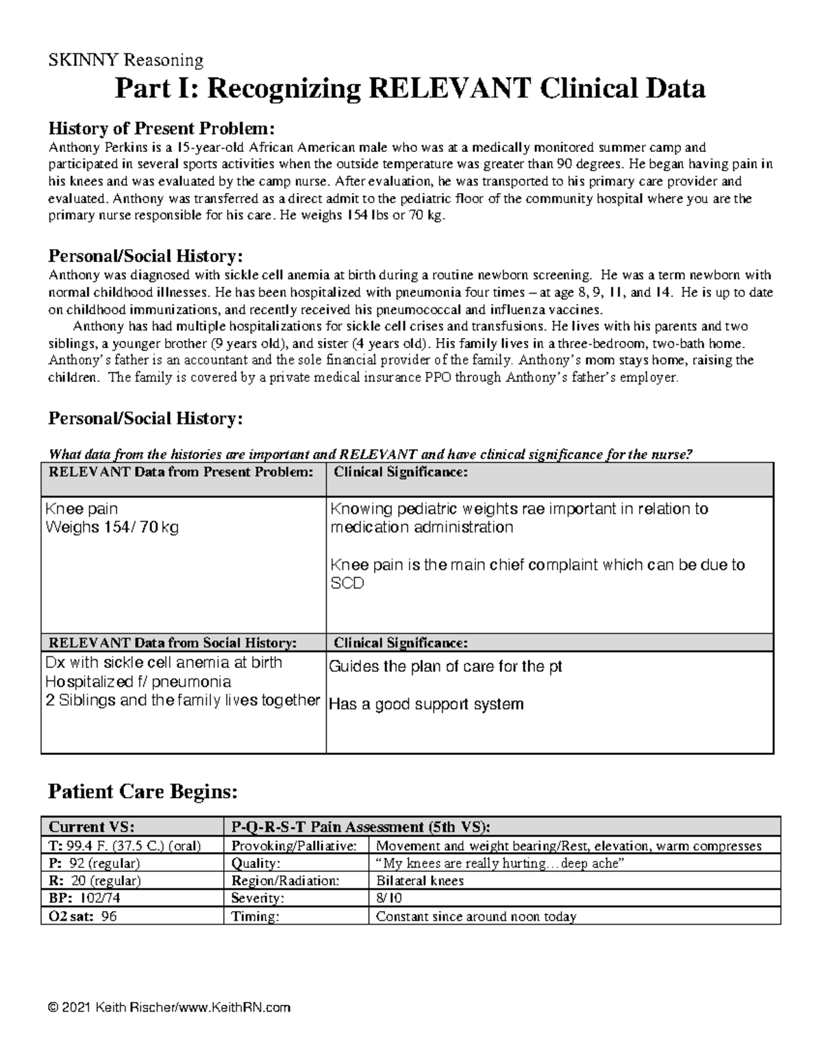 sickle cell anemia skinny reasoning case study