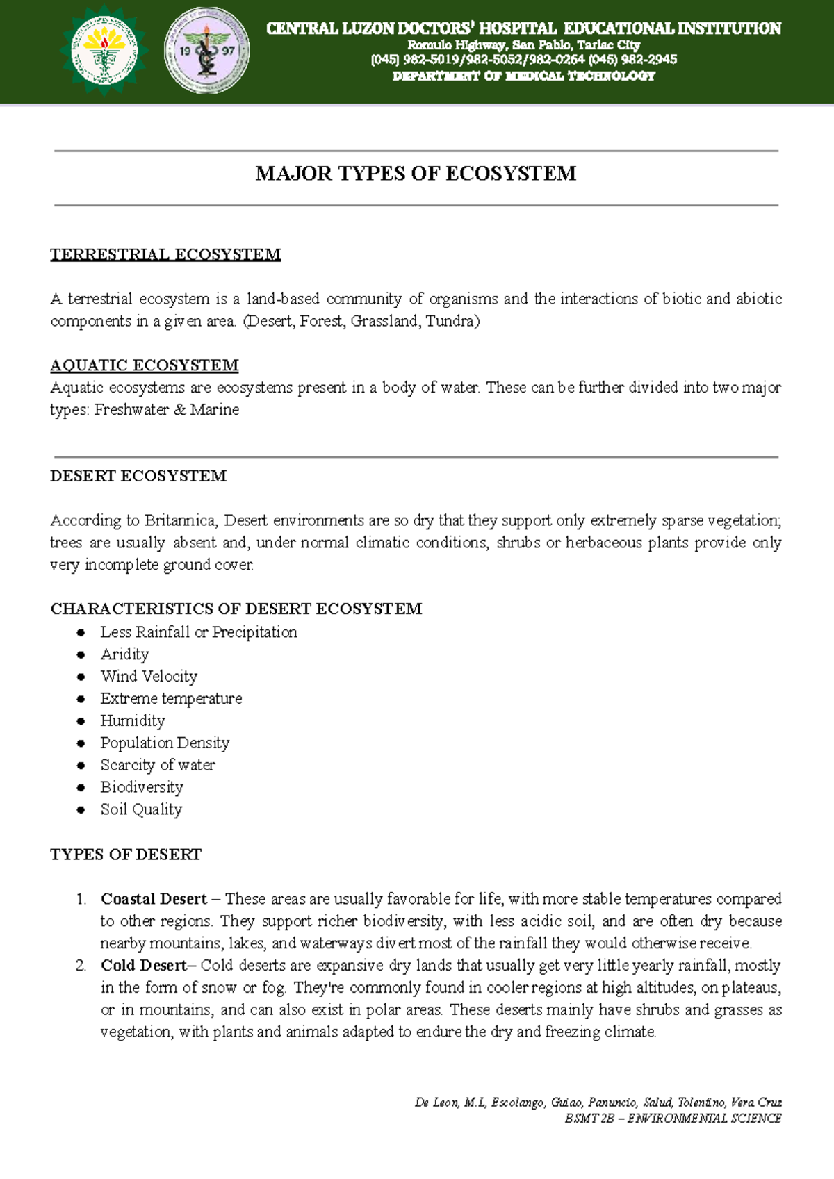 Group 1 Envisci - Notes And Summaries About Environmental Science ...