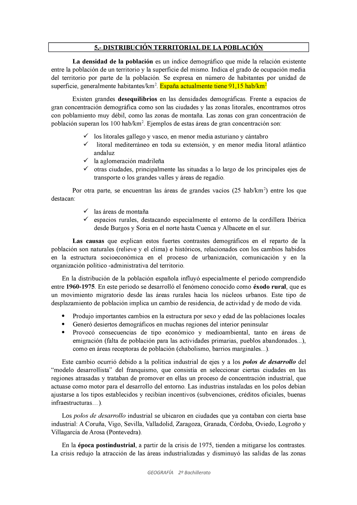 Distribuci N Poblaci N Distribuci N Territorial De La Poblaci N La Densidad De La