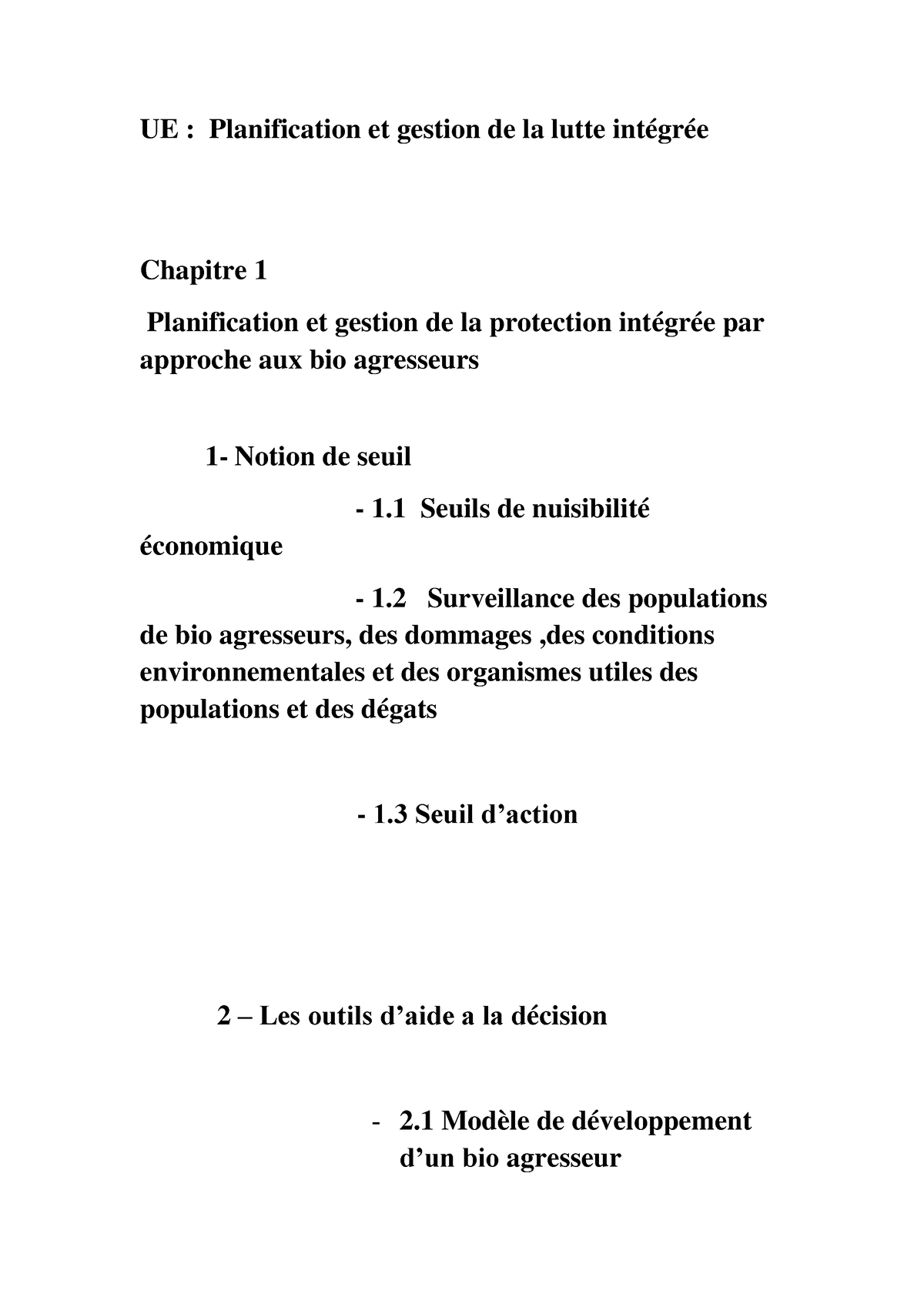 Cours Planification Et Gestion De La Lutte Int Gr E Khoudour A Ue Planification Et Gestion