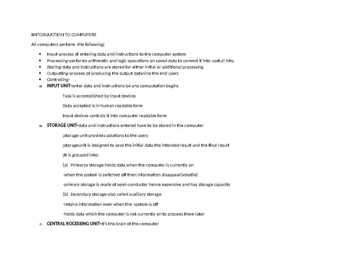 Introduction to c. programming - IINTODUUCTION TO COMPUTERS All ...