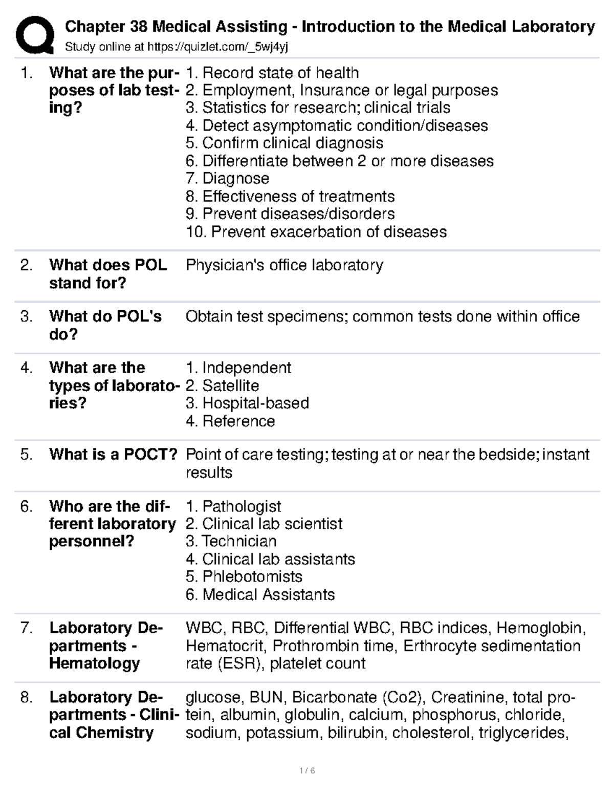 Chapter 38 Medical Assisting Introduction to the Medical Laboratory