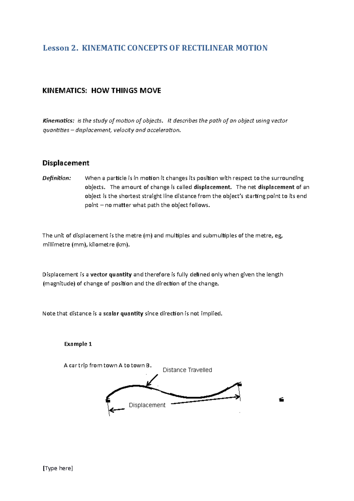 Lesson 2 Notes. Kinematics Of Rectilinear Motion-1 - Lesson 2 ...