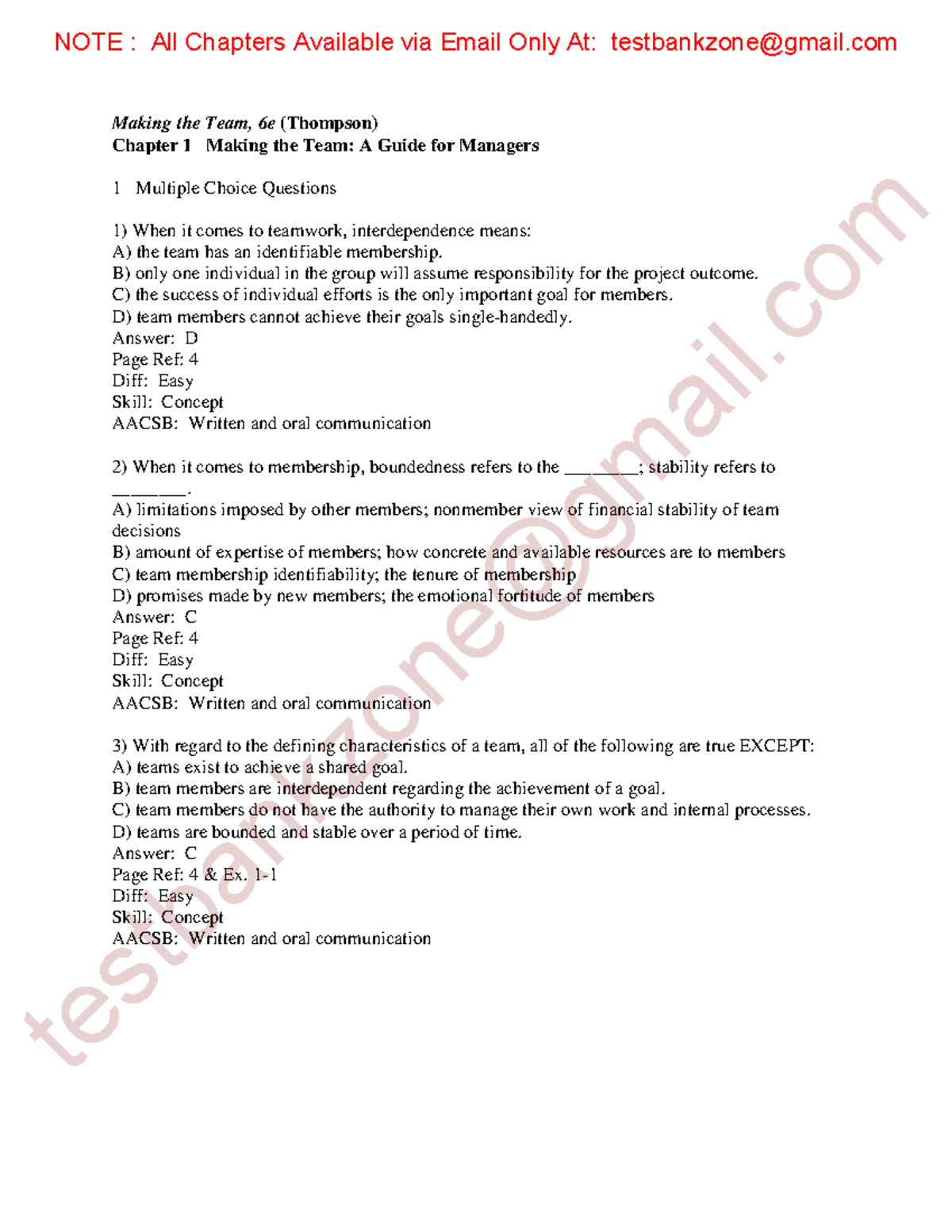 Test Bank and Solutions For Making the Team, A Guide for Managers, 6th ...