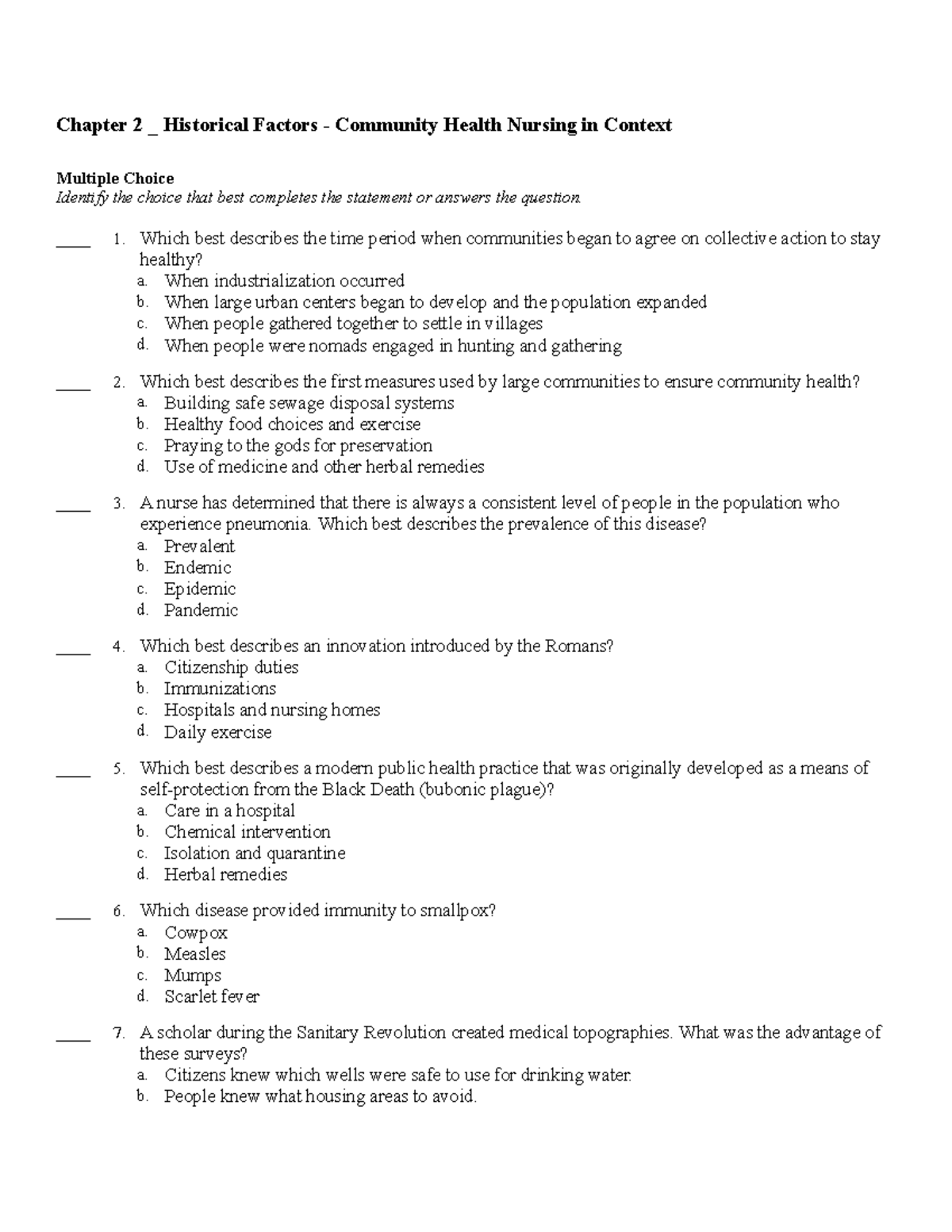 Chapter 2 Historical Factors - Community Health Nursing in Context ...