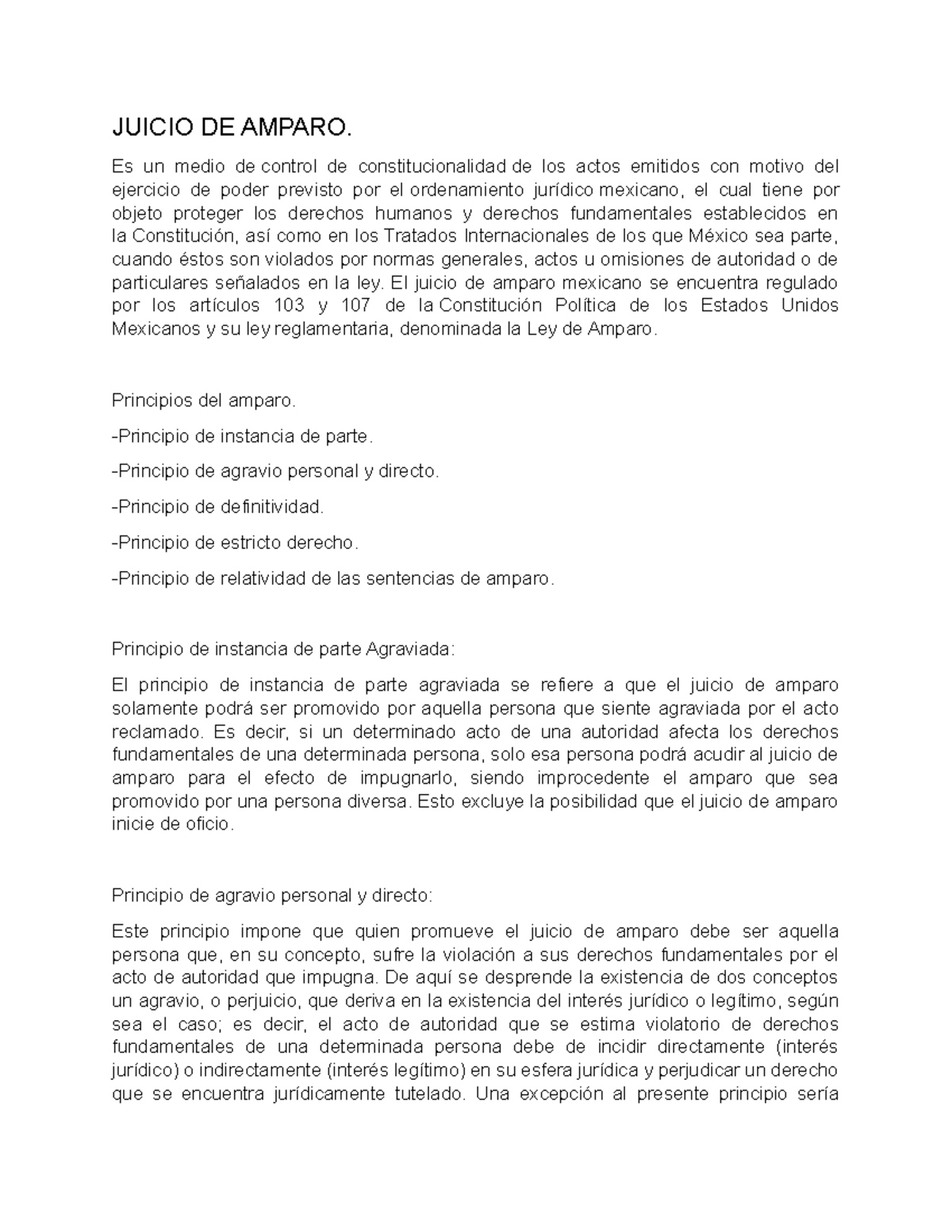 Juicio de amparo. - JUICIO DE AMPARO. Es un medio de control de ...