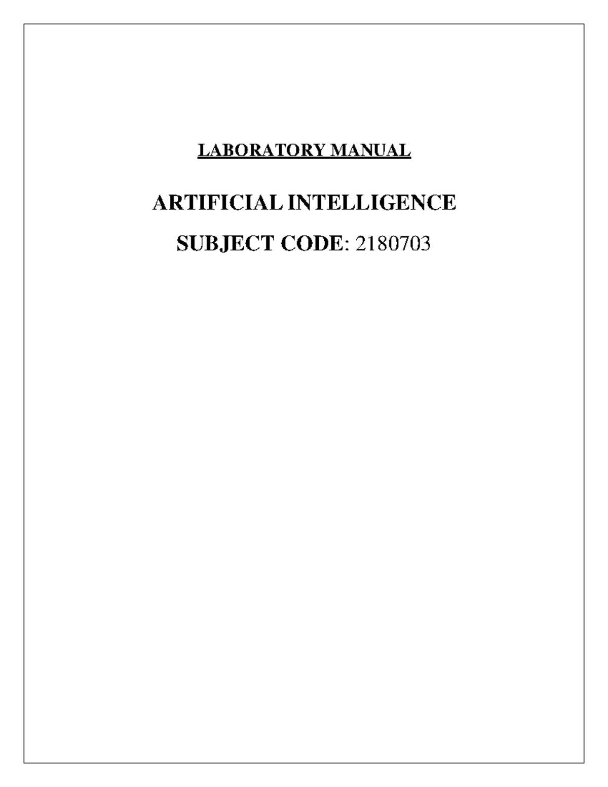 2180703 Artificial Intelligence labmanual VTU Studocu