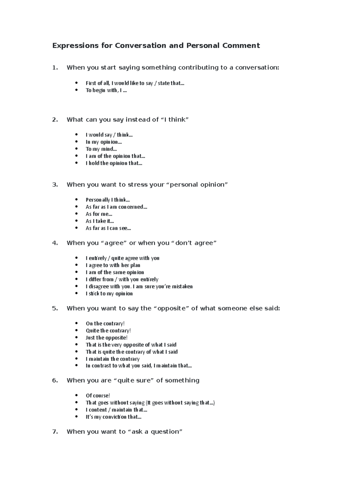 Learning 3 lesson 2 - just notes - Expressions for Conversation and ...