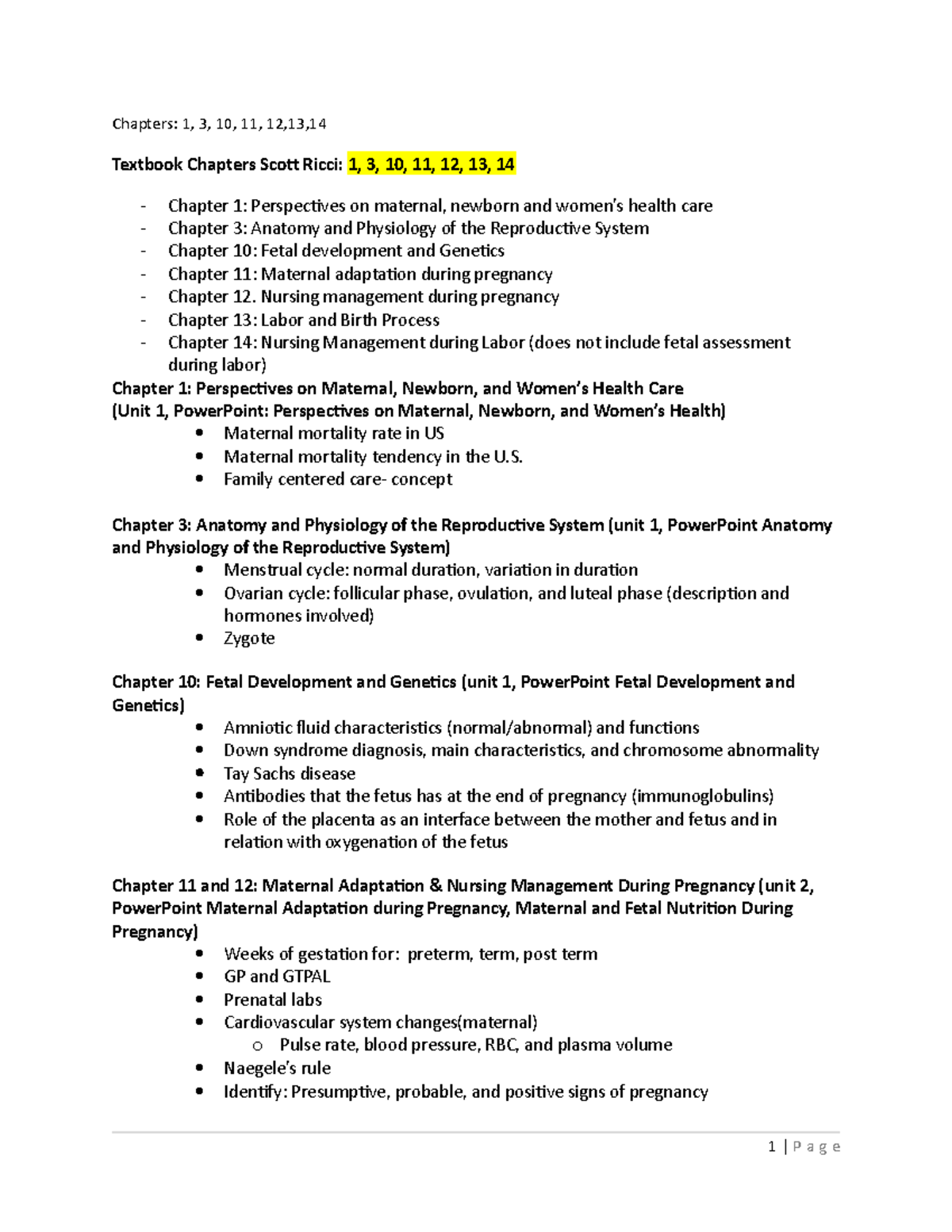 NUR 318 Study Guide - Chapters: 1, 3, 10, 11, 12,13, Textbook Chapters ...