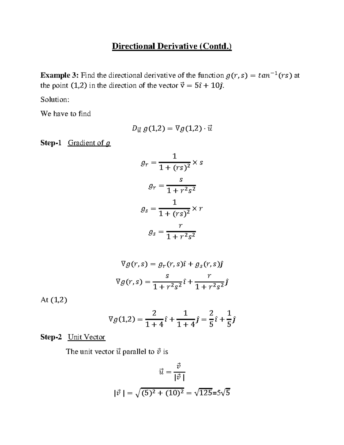 Lec 25 Directional Derivative Contd - Directional Derivative (Contd ...