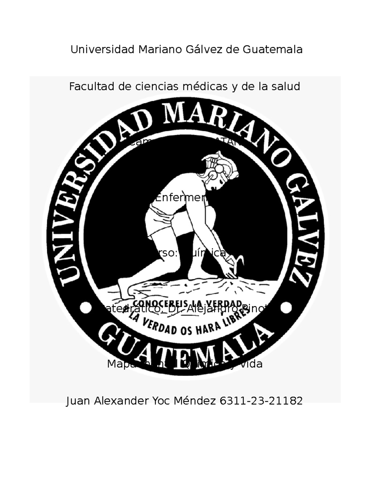 MAPA Mental Quimica - Universidad Mariano Gálvez De Guatemala Facultad ...