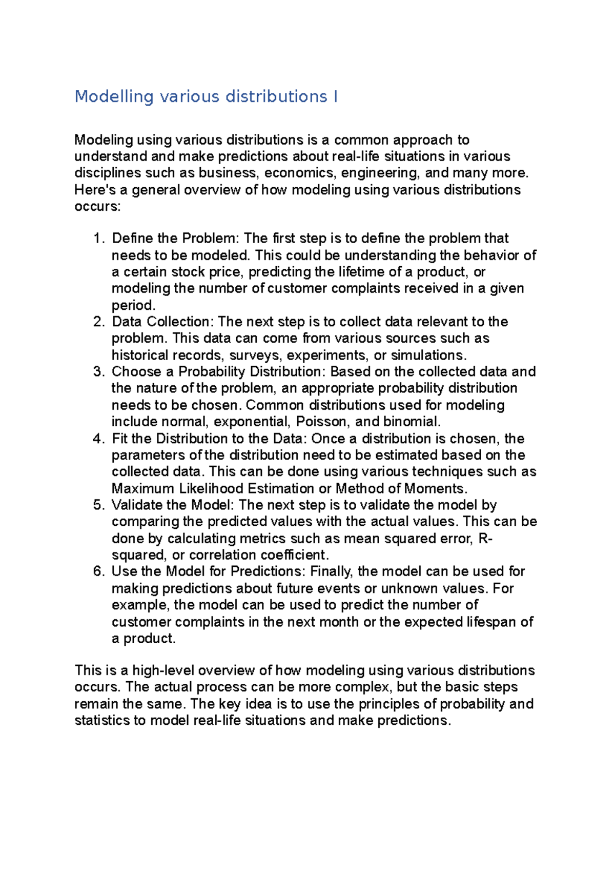 STAT1520-Modelling Dist - Modelling various distributions I Modeling ...
