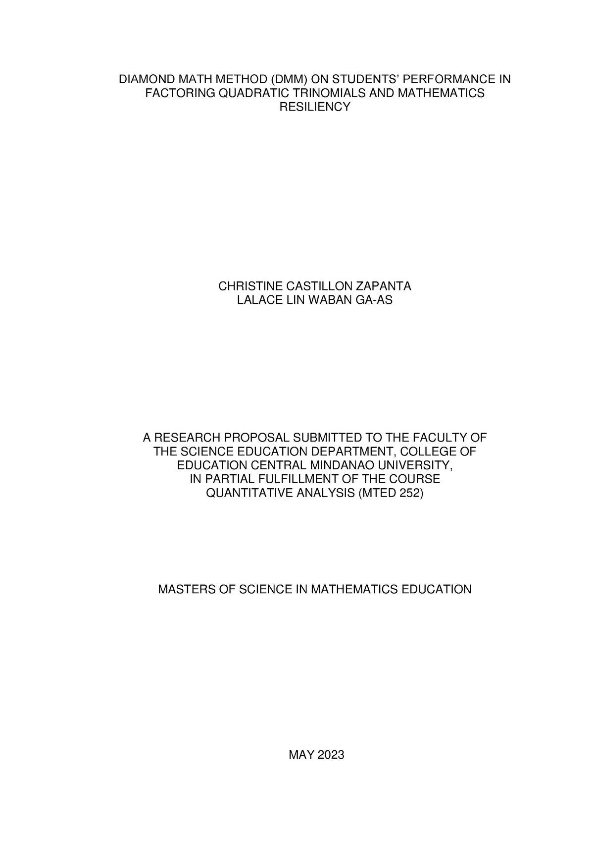 Final- Paper - DIAMOND MATH METHOD (DMM) ON STUDENTS’ PERFORMANCE IN ...