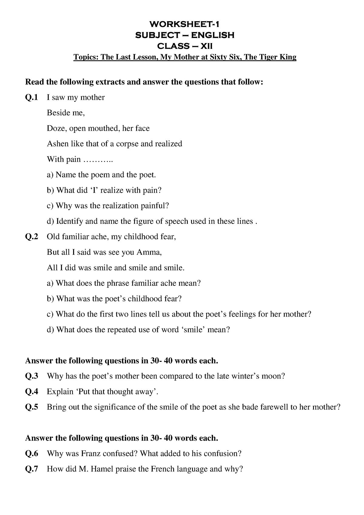 worksheet-class-xii-english-studocu