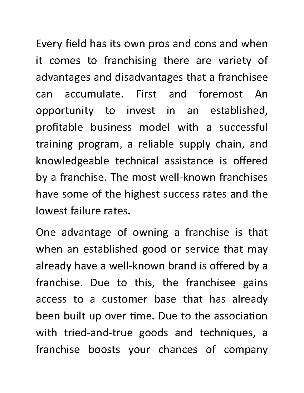 Positive and Negative of Owning a Franchise - Every field has its own ...