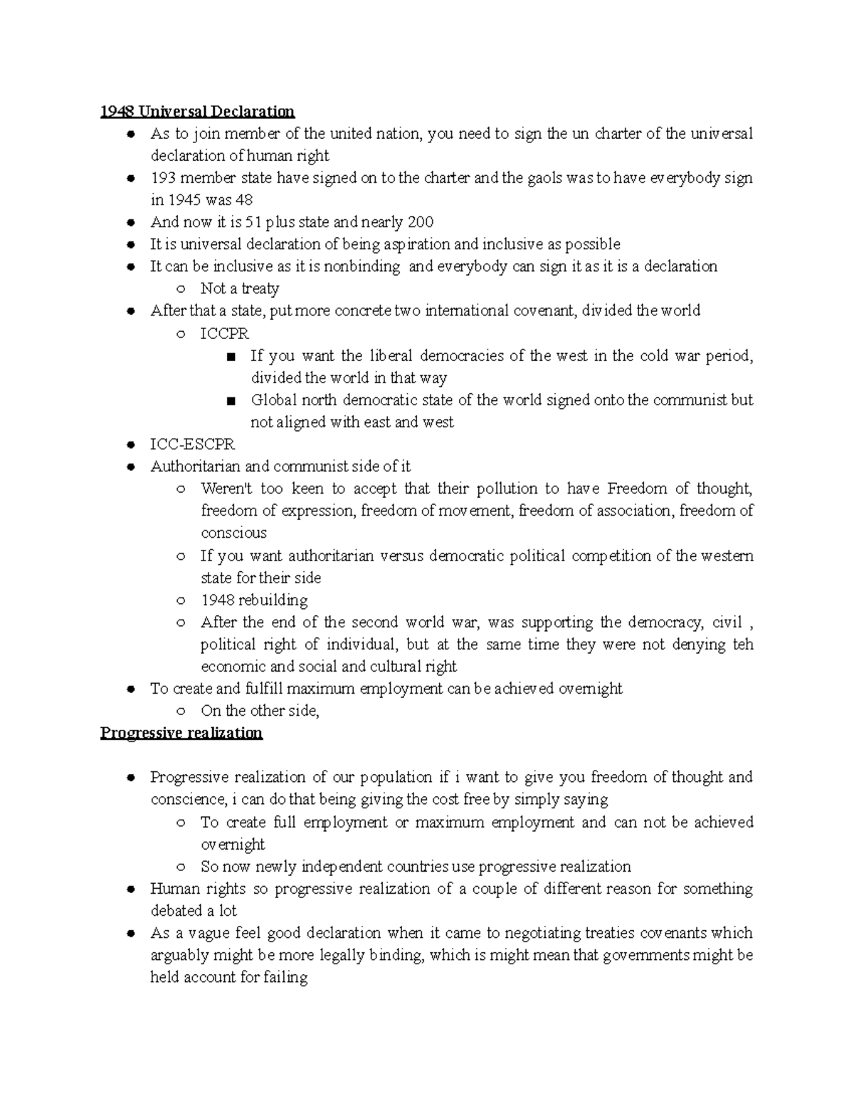 PO231 notes 2 - 1948 Universal Declaration As to join member of the ...