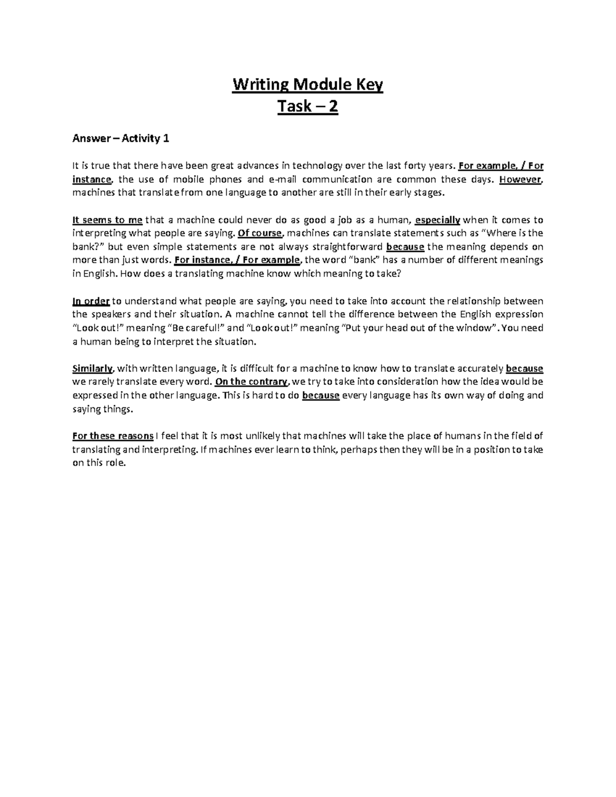 Writing key - cytd56d iu8tyjkl - Writing Module Key Task – 2 Answer ...