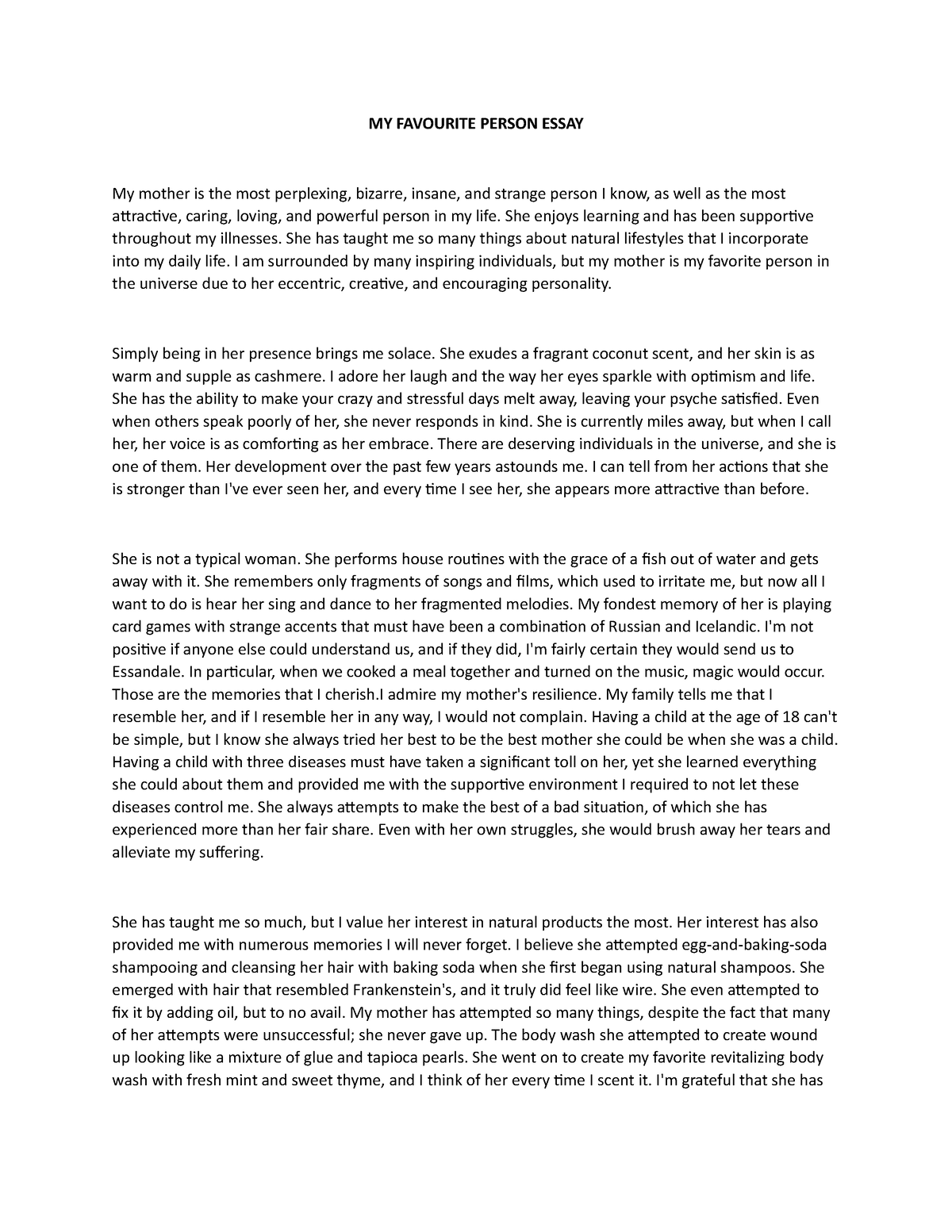 my favourite person essay pdf