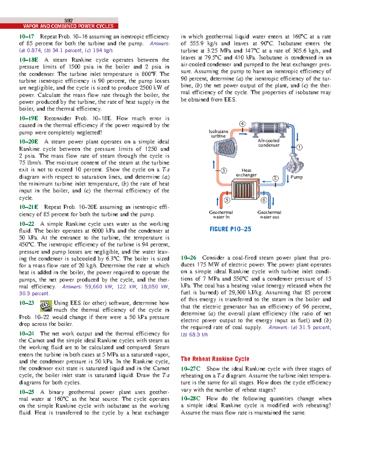 Notes On Fluids - VAPOR AND COMBINED POWER CYCLES 10–17 Repeat Prob. 10 ...