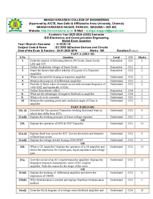 EDC Syllabus - EC3353 ELECTRONIC DEVICES AND CIRCUITS L T P C 3 0 0 3 ...