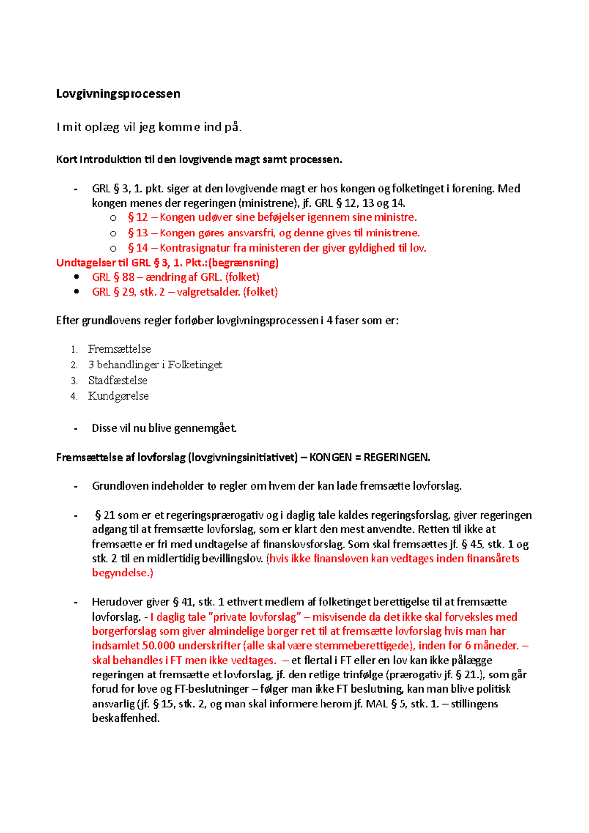 Lovgivningsprocessen en gengivelse af hvordan lovgivningsprocessen ...